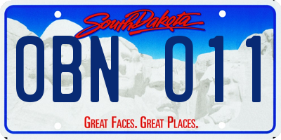 SD license plate 0BNO11