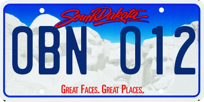 SD license plate 0BNO12