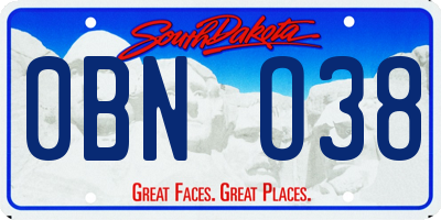 SD license plate 0BNO38
