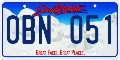 SD license plate 0BNO51