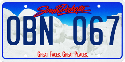 SD license plate 0BNO67