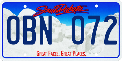 SD license plate 0BNO72