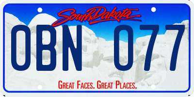 SD license plate 0BNO77