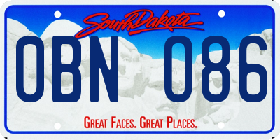 SD license plate 0BNO86