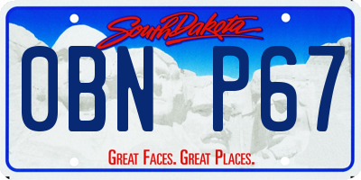SD license plate 0BNP67