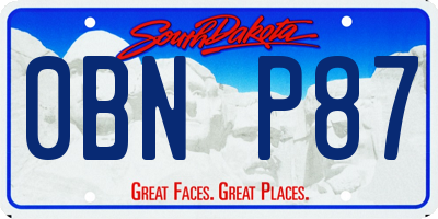 SD license plate 0BNP87