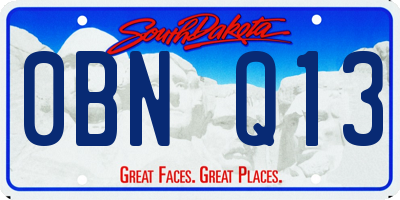 SD license plate 0BNQ13