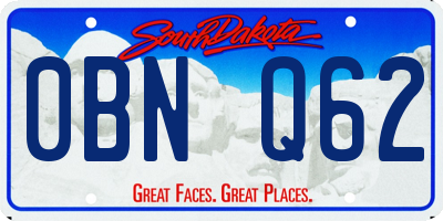 SD license plate 0BNQ62