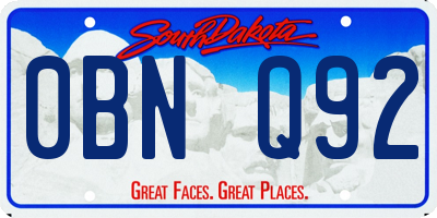 SD license plate 0BNQ92