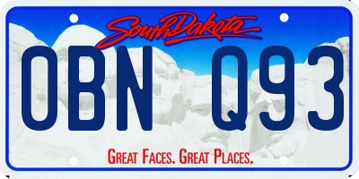 SD license plate 0BNQ93