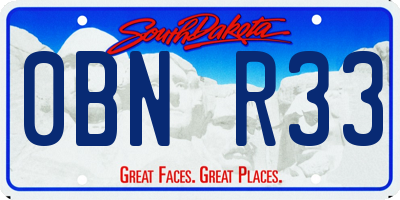 SD license plate 0BNR33
