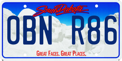 SD license plate 0BNR86