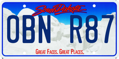 SD license plate 0BNR87