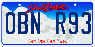 SD license plate 0BNR93