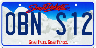 SD license plate 0BNS12