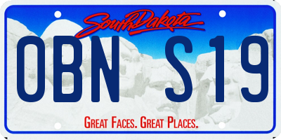 SD license plate 0BNS19