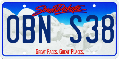 SD license plate 0BNS38