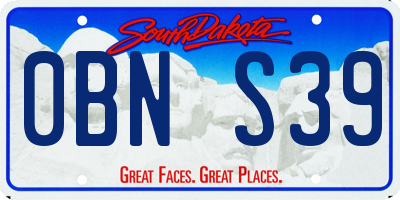 SD license plate 0BNS39