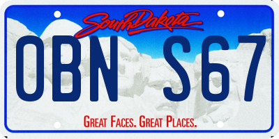 SD license plate 0BNS67