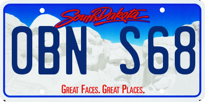 SD license plate 0BNS68