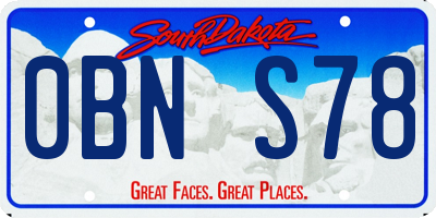 SD license plate 0BNS78