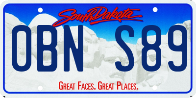 SD license plate 0BNS89