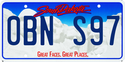 SD license plate 0BNS97