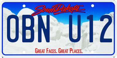 SD license plate 0BNU12
