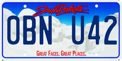 SD license plate 0BNU42