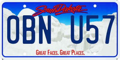 SD license plate 0BNU57