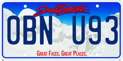 SD license plate 0BNU93