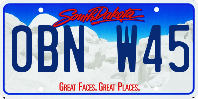 SD license plate 0BNW45