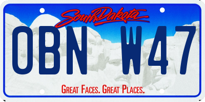 SD license plate 0BNW47