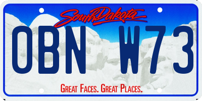 SD license plate 0BNW73
