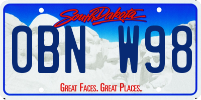 SD license plate 0BNW98