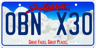 SD license plate 0BNX30