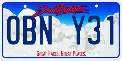 SD license plate 0BNY31