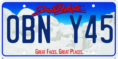 SD license plate 0BNY45