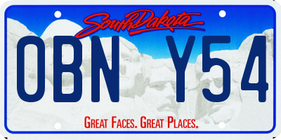 SD license plate 0BNY54