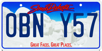 SD license plate 0BNY57