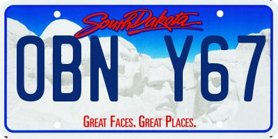 SD license plate 0BNY67