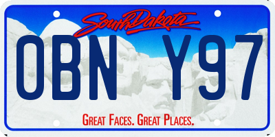 SD license plate 0BNY97