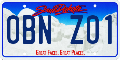 SD license plate 0BNZ01