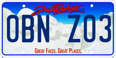 SD license plate 0BNZ03
