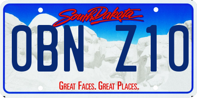SD license plate 0BNZ10