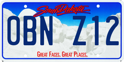 SD license plate 0BNZ12