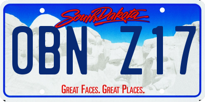 SD license plate 0BNZ17