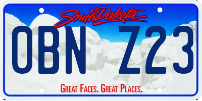 SD license plate 0BNZ23
