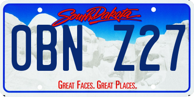 SD license plate 0BNZ27