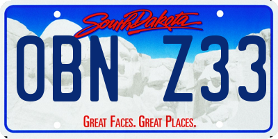 SD license plate 0BNZ33